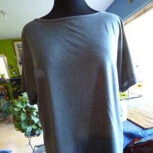 ASPIRE GOTH VERY DEEP BACK U-NECK GRAY SHORT SLEEVE SHIRT GYPSY PEASANT XL